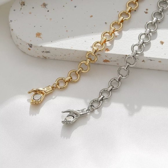 Silver Magnetic Holding Hands Chain Chocker Necklace Best Friends - Picture 5 of 5